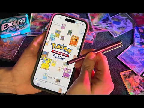 ASMR | Playing Pokemon TCG Pocket pt 2 (HUGE pack opening)