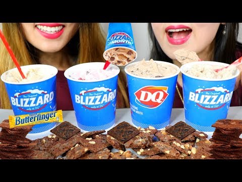 ASMR Dairy Queen BLIZZARD ICE CREAM & BROWNIE BRITTLE 블리자드 브라우니 리얼사운드 먹방 | Kim&Liz ASMR