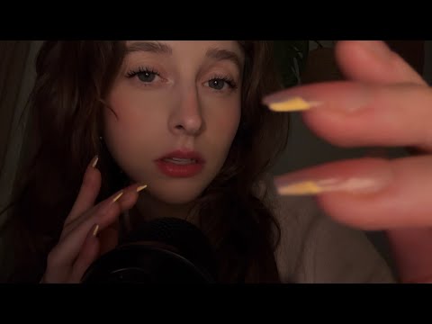 ASMR intimate mouth sounds (gum chewing, inaudible, hair on mic, finger flutters)