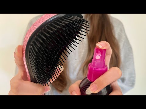 ASMR Brushing + spraying your imaginary hair | Hair Brushing | spray sounds | camera combing