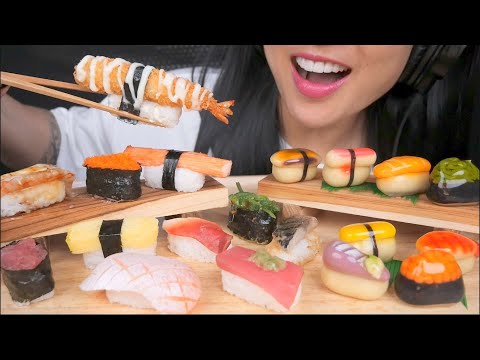 SUSHI LUKCHUP VS REAL SUSHI (EATING SOUDNS) NO TALKING | SAS-ASMR