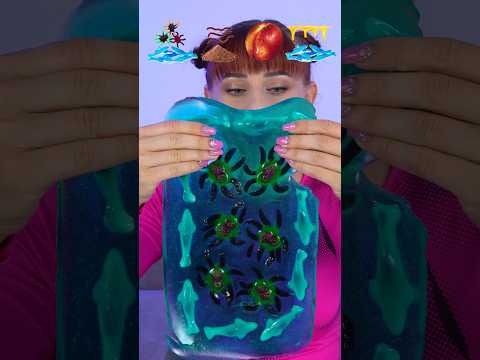 ASMR Emoji Honey Sharks, Gummy Worms #shorts