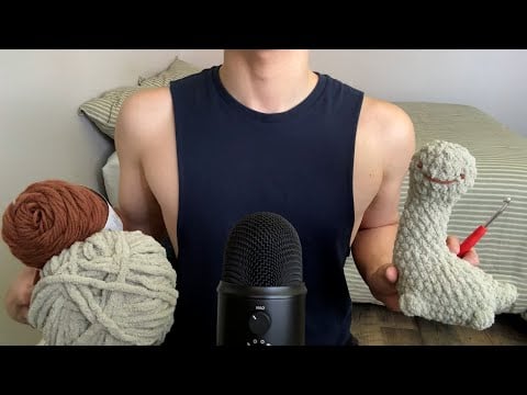 ASMR | Crochet with me...dinosaur edition! (Whispers, inaudible, and fabric sounds)