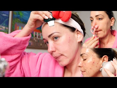 LIMPIEZA FACIAL CASERA con MASAJES RELAJANTES 💆 *ASMR para dormir*