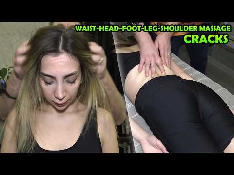 NO STRESS! EFFECTIVE FEMALE SCALP & HEAD MASSAGE  + CRACKS + face,back,waist,foot,leg,neck massage