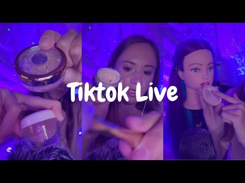 ASMR / Tiktok Live Replay (skincare, hairbrushing, wooden makeup)