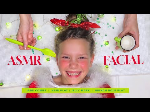 ASMR FACIAL | Giving My Daughter a Grinch Facial