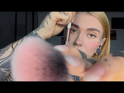 mic brushing + mouth sounds ASMR 💗 (inaudible,deep breathing, repeating trigger words etc...)