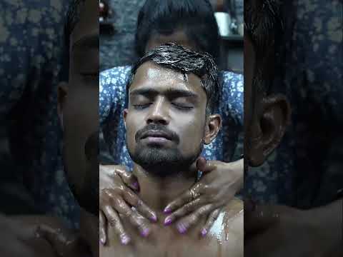 Indian Lady Barber Doing Oil Shower ASMR Head Massage #shorts