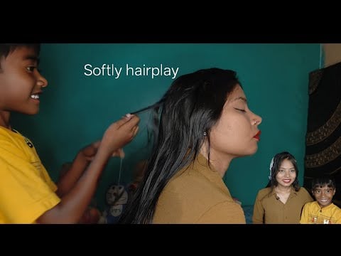 Asmr : Gentle hair combing, soft spray sounds & cute hair clips 🌸💖