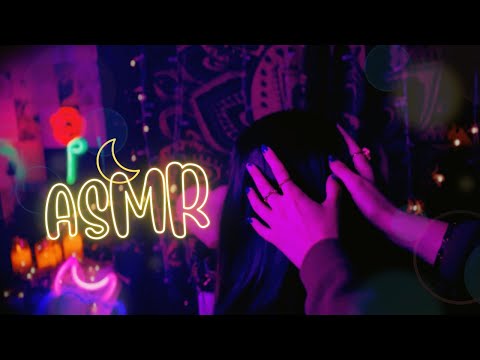 ASMR | Hair Brushing ~ with inaudible whispering mouth sounds and rain