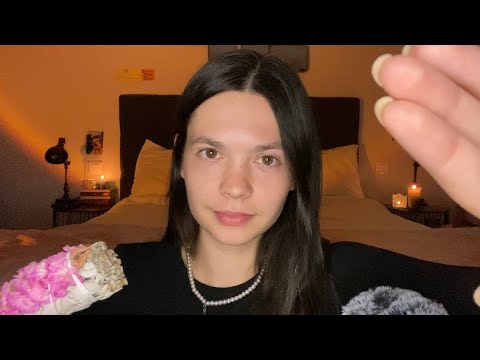 ASMR plucking your stress away and positive affirmations for deep sleep!