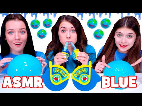 ASMR Blue Giant Gummy Ball, Nerds Rope Candy Mukbang