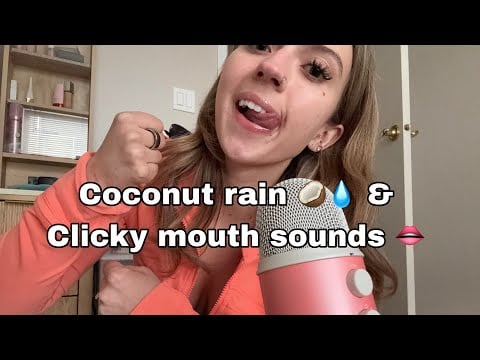 ASMR| Fast/Aggressive Coconut Rain Triggers (Tongue Flutters) & Clicky Mouth Sounds 