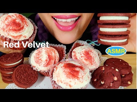 ASMR 레드벨벳 컵케익, 레드벨벳 오레오 리얼사운드 먹방 | RED VELVET CUP CAKE+RED VELVET OREO EATING SOUND| CURIE.ASMR