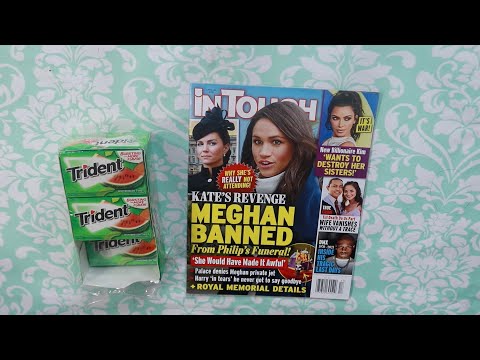 WATERMELON TRIDENT INTOUCH PAGE TURNING FLIPPING ASMR CHEWING GUM SOUNDS