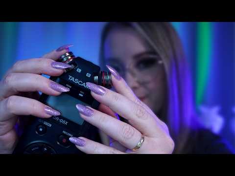 ASMR 4k | TOCANDO com os DEDOS nas CÁPSULAS do TASCAM | Tapping e Scratching no Tascam | Binaural