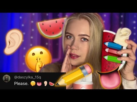 #9 emoji challenge | watermelon | ear | liking | #asmrminuha #asmr 