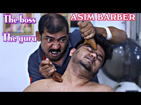 Asim Barber ASMR | The great Indian Massure doing a head shoulder massage with crunchy neck crack
