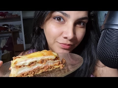 ASMR comiendo lasaña (pasticho) y postre 🤗