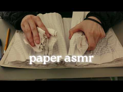 [cozy asmr] writing & page crunching crinkly water damaged paper notebook, no talking asmr