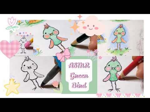 ASMR Green Bird Coloring No Talking