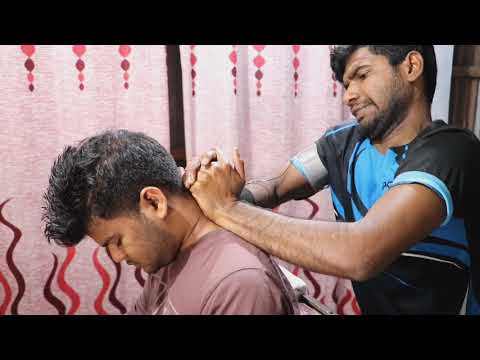 Indian street barber talent for asmr head massage and neck crack
