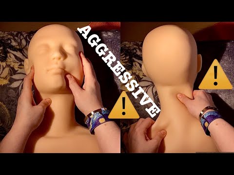 ASMR|⚠️FAST AGGRESSIVE MASSAGE SCRATCHING TAPPING. FACE HEAD NECK SHOULDERS. SOFT MANNEQUIN
