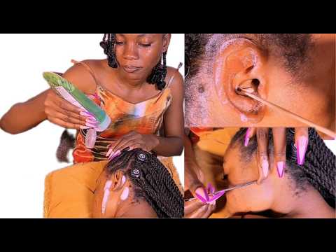 Extreme Ear Tingles ASMR Whispering Sensitive Ear Cleaning, Oiling, Licking, Eating & Back pick   