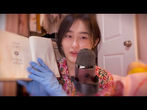 ASMR 🧤🐱 inaudible whisper, latex gloves, reading to you~