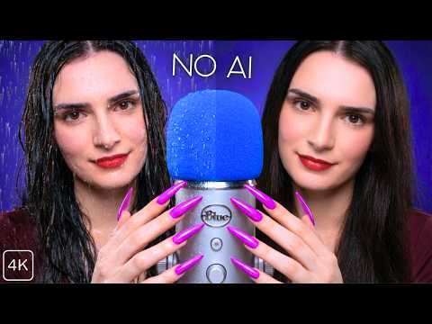 ASMR Mic Scratching 💜 PURE to RAINY 🌧️ (Raindrops on Screen) ULTRA LONG Nails for Sleep - No Talking