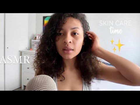 ASMR Whisper Ramble (skin care routine and #chewingum )