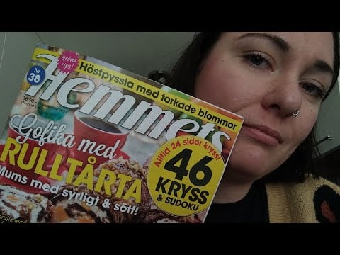 ASMR på svenska| Jag läser Hemmets tidning: whispers,describing, page turning