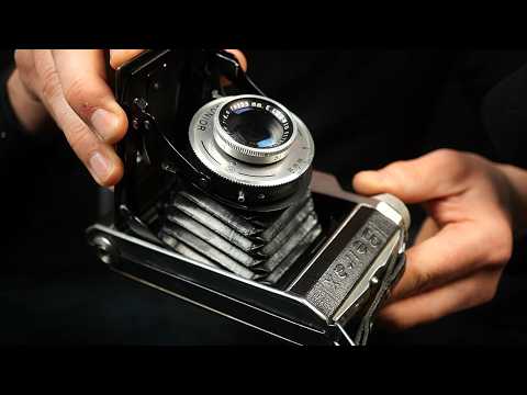 ASMR Messing around with an old accordion bellows camera (no talking)