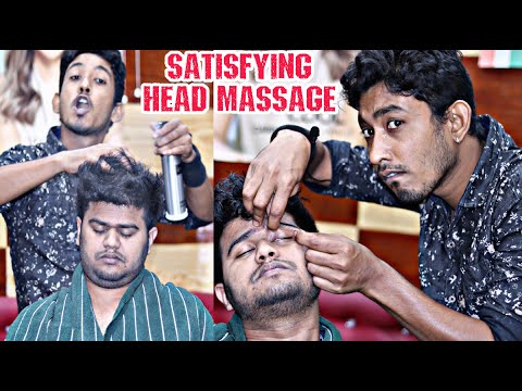 Satisfying Head Massage With Lots Of Water spray | Head Scratching ASMR Satisfying Many things