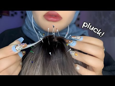 ASMR- Wig On Mic 💆🏻‍♀️ Pins & Needles Plucking, Scalp Check, Massage, Hair play (no talking)