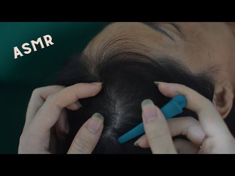 ASMR Tingling Scalp And Head Scratching, With Hair Parting Sounds, No Talking For Anxiety Relief