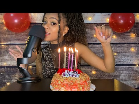 🎂 ASMR 🎂 It's My Birthday Celebration 🥳🎈| Gift Unboxing/Unwrapping 🎁 and Strawberry Cheesecake 😋🍓