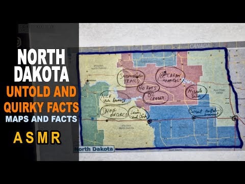 ASMR: NORTH DAKOTA - The Untold and Quirky FACTS | Map outline with facts | ASMR maps and Facts