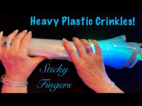 ASMR Squeezing heavy plastic with sticky fingers! (No talking only) Vinyl crinkles~Requested