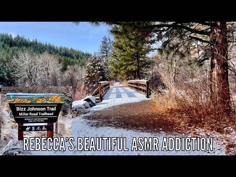 ASMR Crunchy Snow Walk on Mountain trail! (No talking Version) Nature sounds~Rivers & Bridges