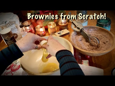 ASMR Baking Brownies from Scratch (No-talking) Mixing, measuring, stirring & sifting~Gooey goodness!