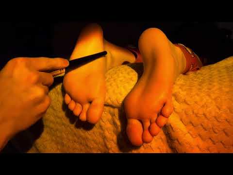 massaging and tickling my sister's feet ASMR