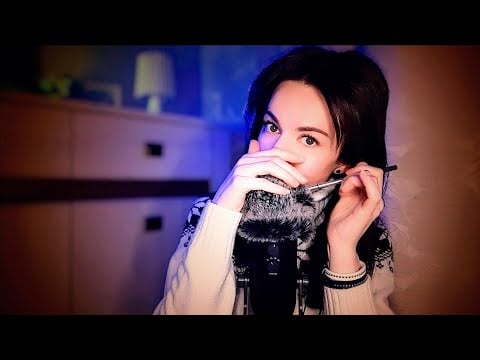 💙 АСМР 🤎 Лучший дуэт для сна - близкий липкий шёпот и поглаживание ветрозащиты▪️Проверка слуха▪️ASMR