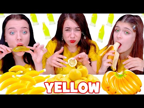 ASME Eating Only One Color Food Yellow Candy Race, Jelly Mukbang