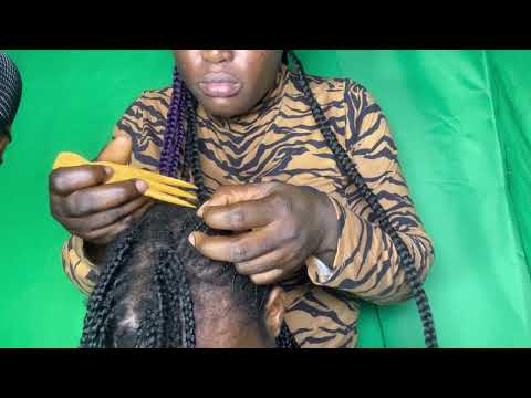 ASMR🔆RELAXING SCALP SCRATCHING AND PICKING BETWEEN BRAIDS WITH BLOWING SOUND.