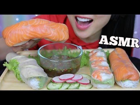 ASMR SALMON SASHIMI + JUMBO SHRIMP + VIETNAMESE HAM SALAD ROLL (EATING SOUNDS) NO TALKING | SAS-ASMR