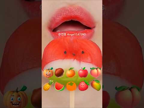 @AngelEATING777 asmr EMOJI FOOD (FRUITS CAKE) SWEET BEAN CAKES 과일 화과자 먹방 eating sounds