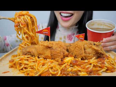 JOLLIBEE FRIED CHICKEN + SPAGHETTI (ASMR EATING SOUNDS) NO TALKING | SAS-ASMR