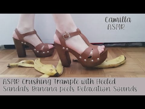 ASMR Crushing Trample with Heeled Sandals Banana peels Relaxation Sounds